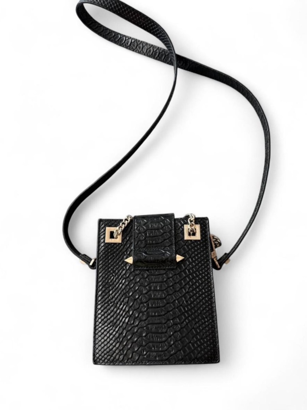 Karen Walker Black Crossbody Bag with Gold accents